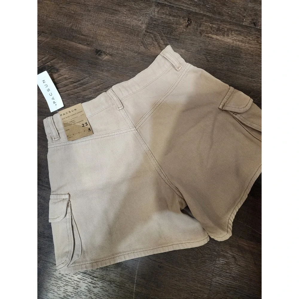 PacSun Womens Mid‎ Rise Cargo Short Feather Tan Brown Size 23 NWT